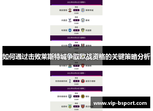 如何通过击败莱斯特城争取欧战资格的关键策略分析